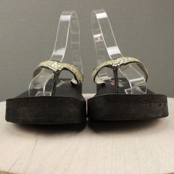 Skechers Foam Rhinestone Flip Flops Womens 8 Black Casual Sandals - Picture 3 of 11